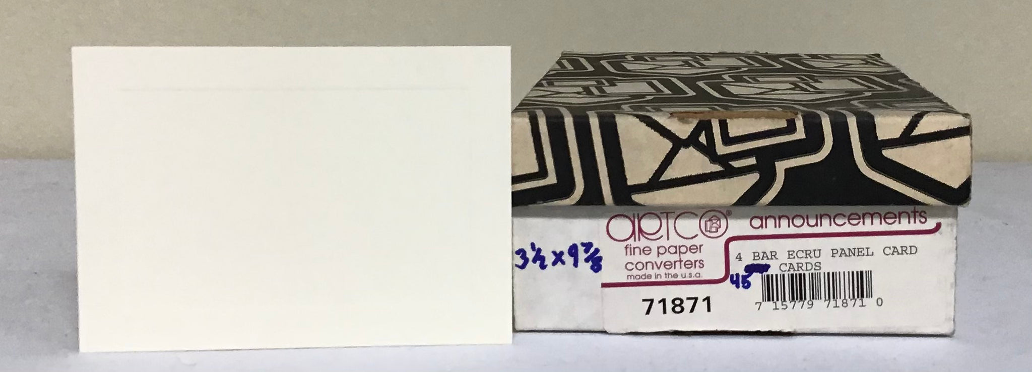 Artco Announcements 4 Bar 3 1/2 x 4 7/8 Panel Cards Ecru