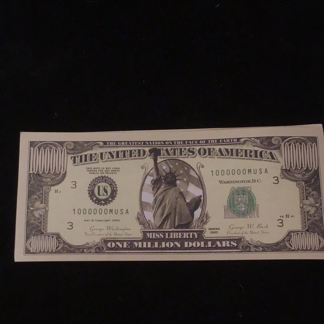 One Million Dollar Fake Bills - Miss Liberty