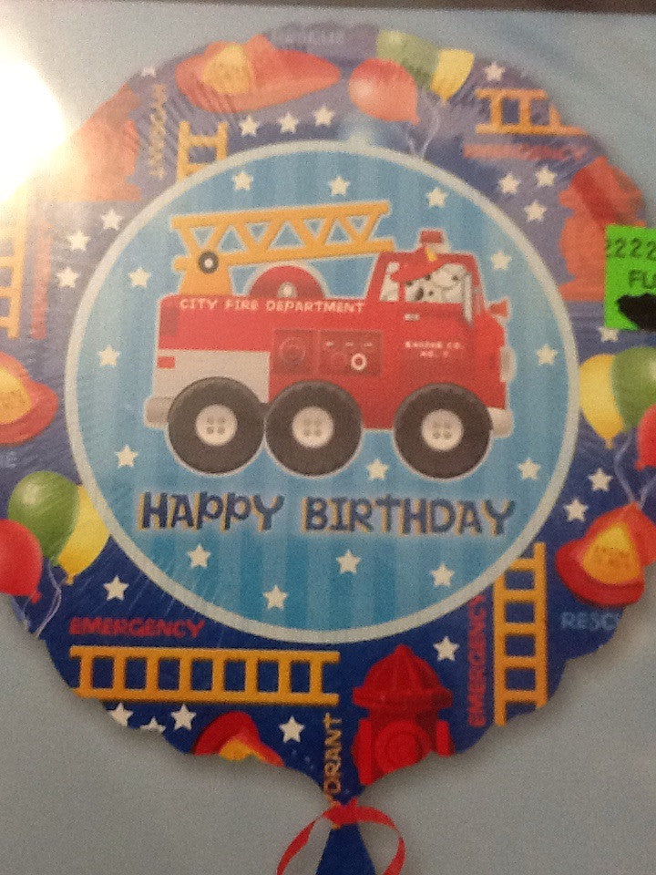 Happy birthday firetruck balloon - Titan Magic & Brain Busters Escape Rooms