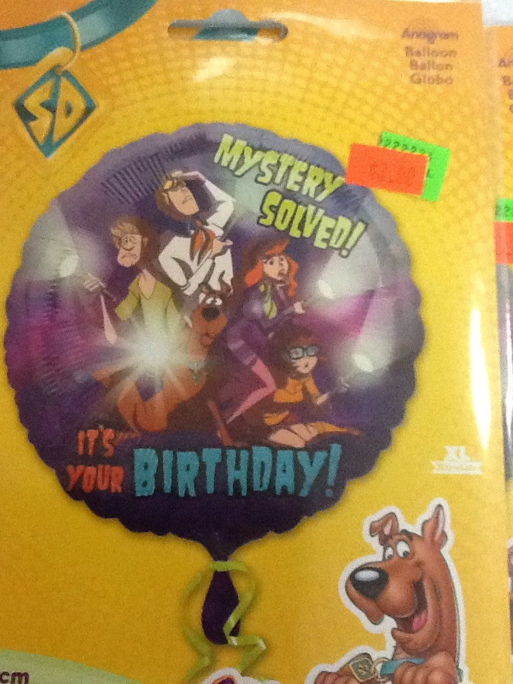 "Mystery solved! It's your birthday" scoot doo balloon - Titan Magic & Brain Busters Escape Rooms