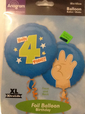 "Your Four Today" birthday balloon - Titan Magic & Brain Busters Escape Rooms
