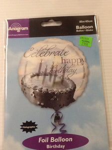 Fancy happy birthday silver cake balloon - Titan Magic & Brain Busters Escape Rooms