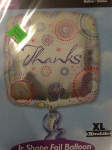 "Thanks" square circle pattern balloon - Titan Magic & Brain Busters Escape Rooms