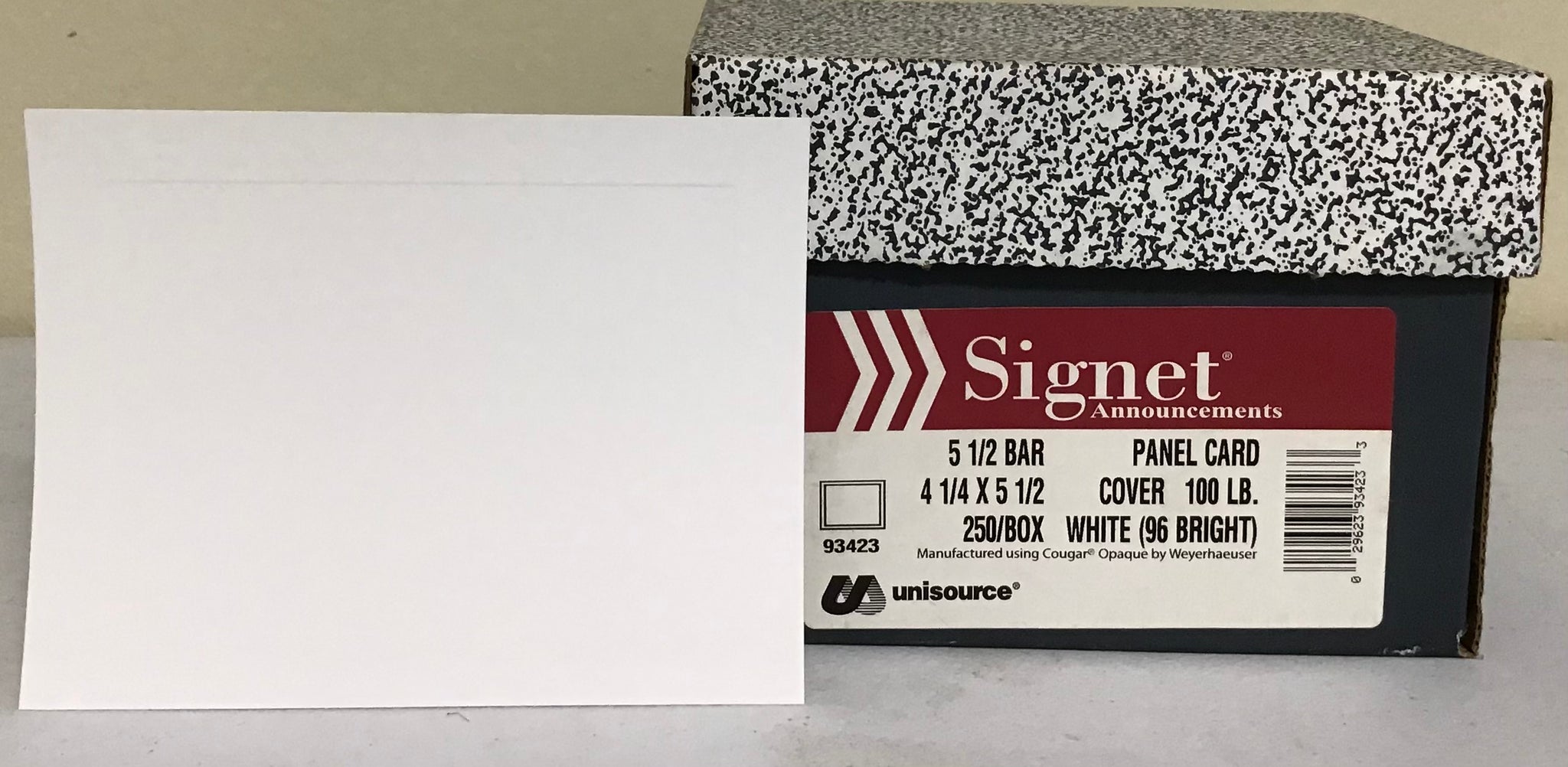 Signet Announcements 5 1/2 Bar 4 1/4 x 5 1/2 Panel Card White